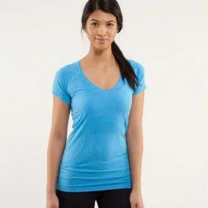 LIKE NEW Lululemon Swiftly Tech V-Neck Short-Sleeve Shirt, Blue (Size 8)